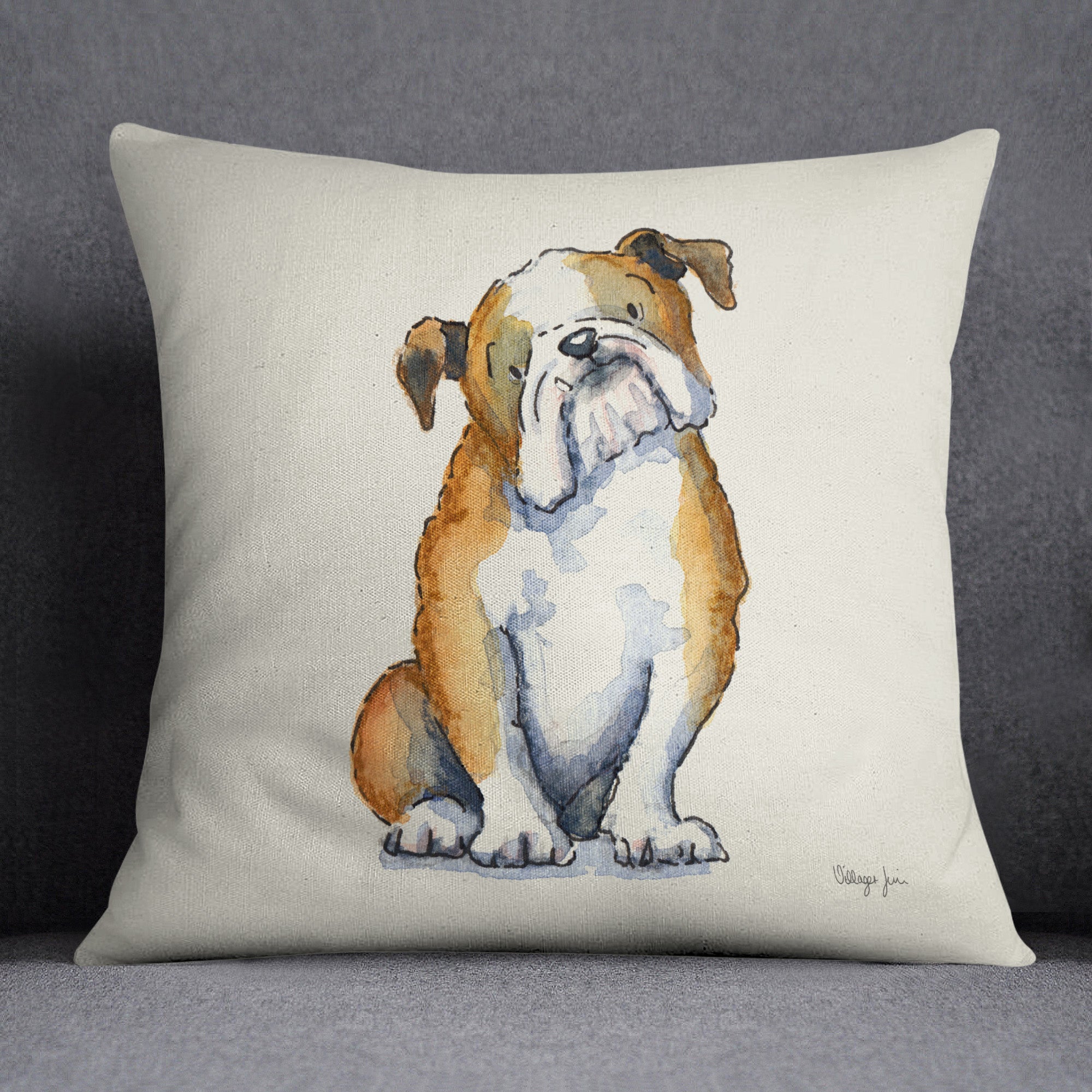 English shop bulldog pillow