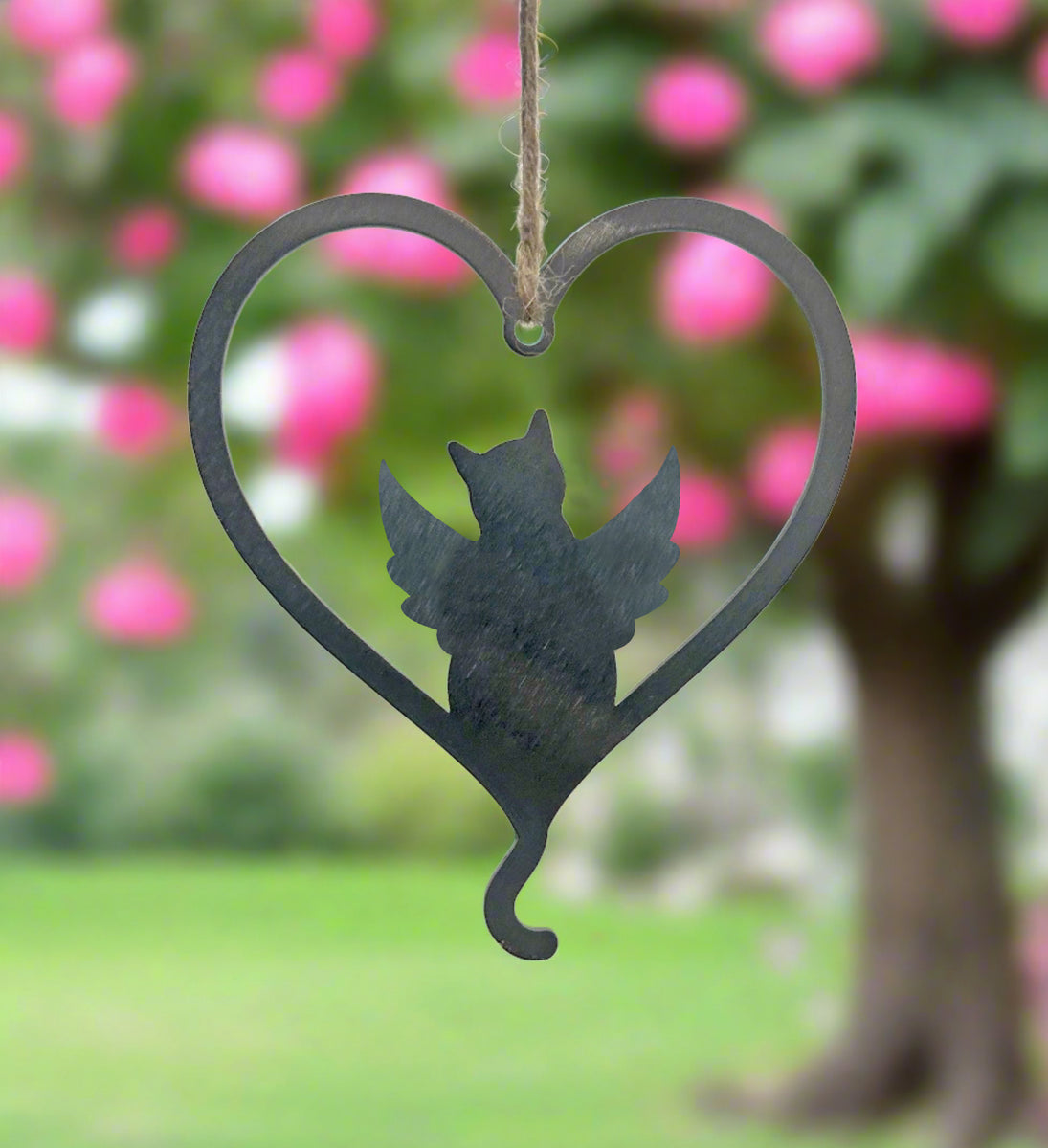 Cat With Wings Silhouette Steel Heart – Villager Jim's Shop