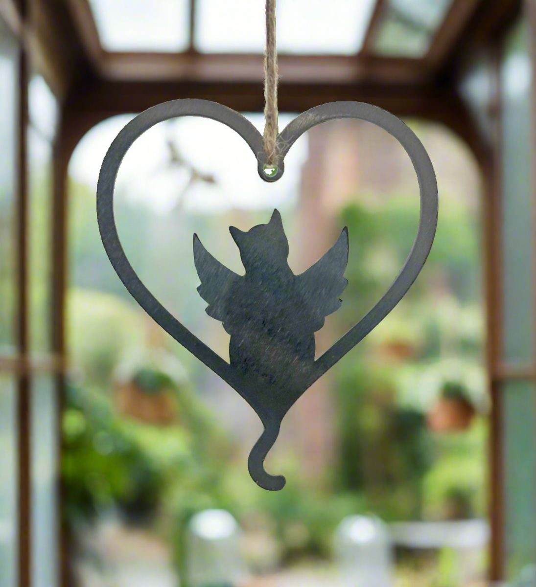 Cat With Wings Silhouette Steel Heart – Villager Jim's Shop